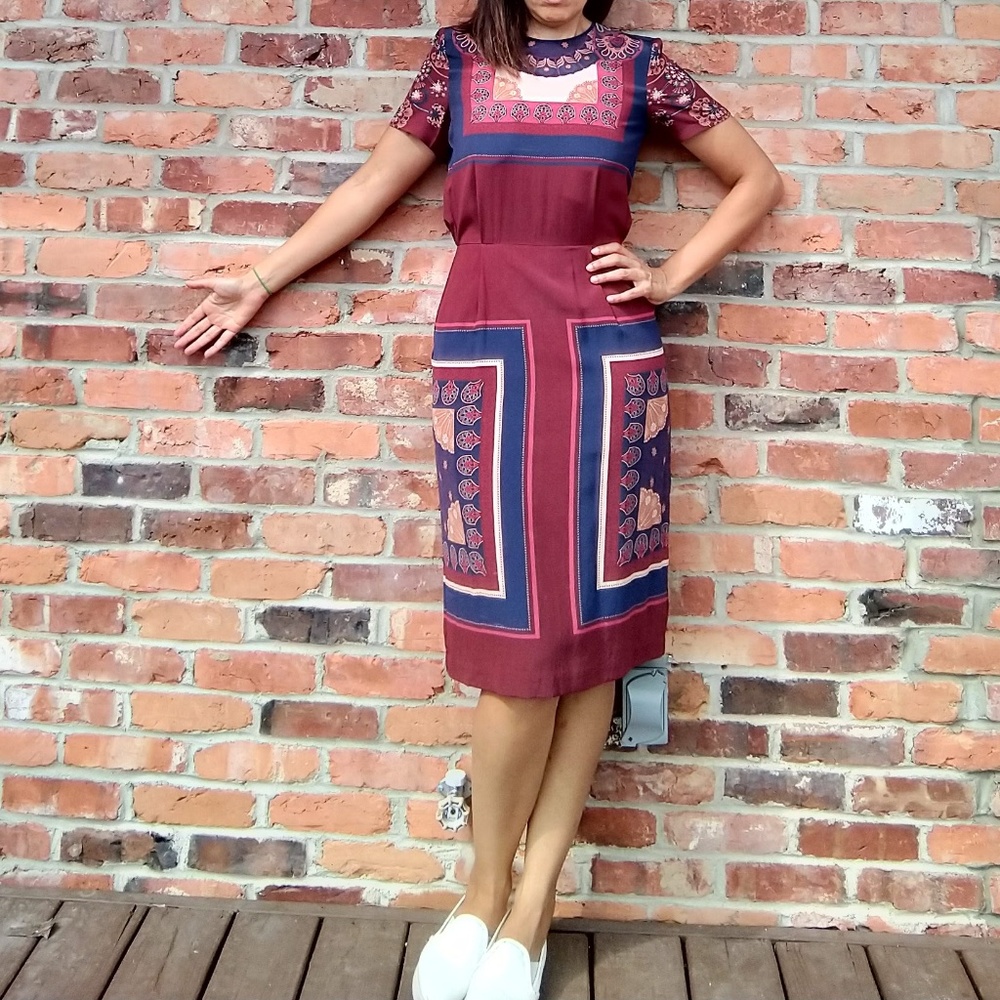 H & M Retro Inspired Silk Open Back Dress